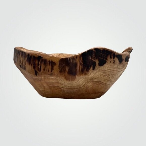 Shan Mu Wood Bowl Natural Live Edge Decorative Bowl Root Carved w Age Rings (M) - Picture 7 of 10